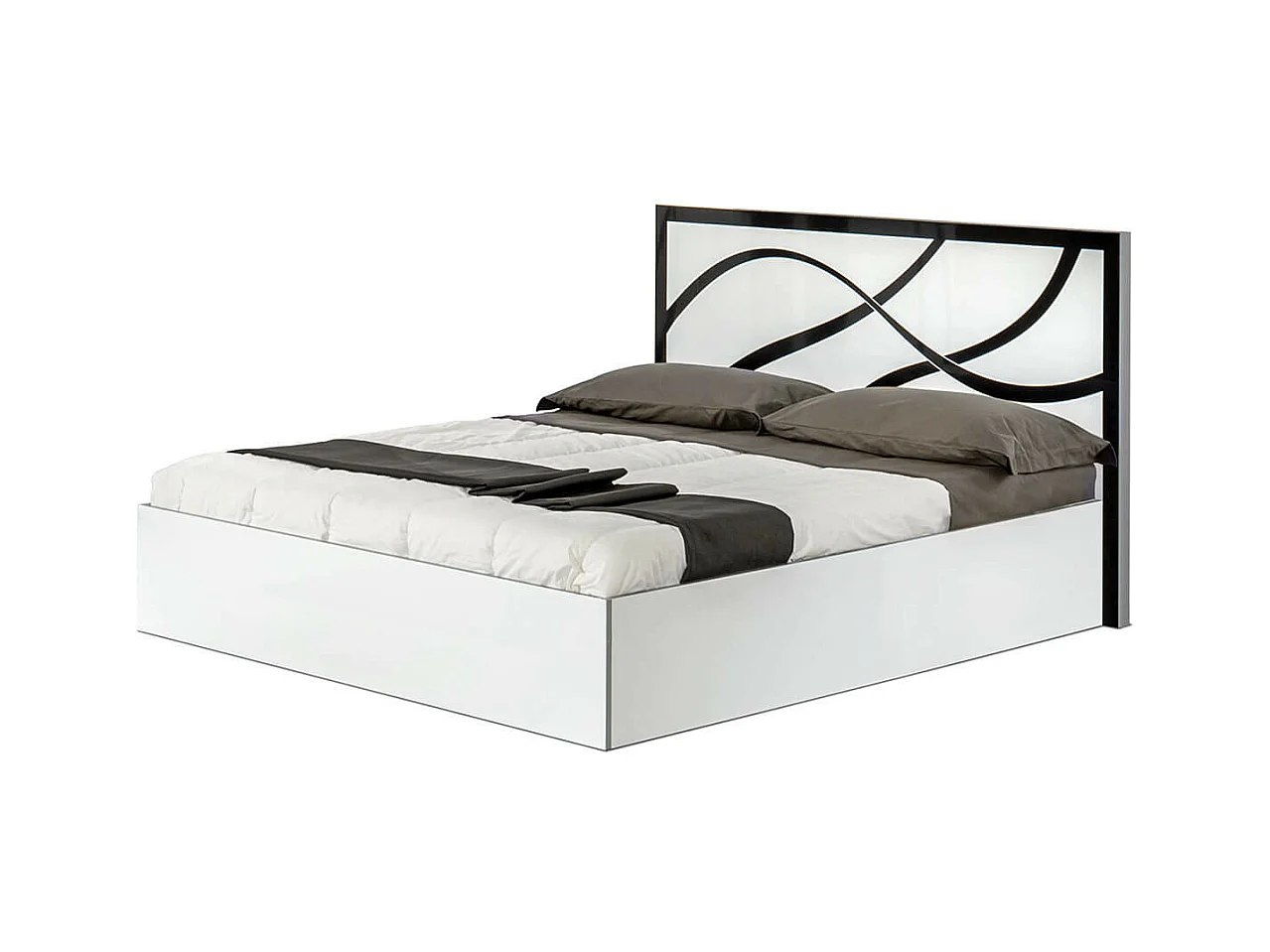 SYLLA BLANCHE - Lit 160x200cm avec Tête de Lit