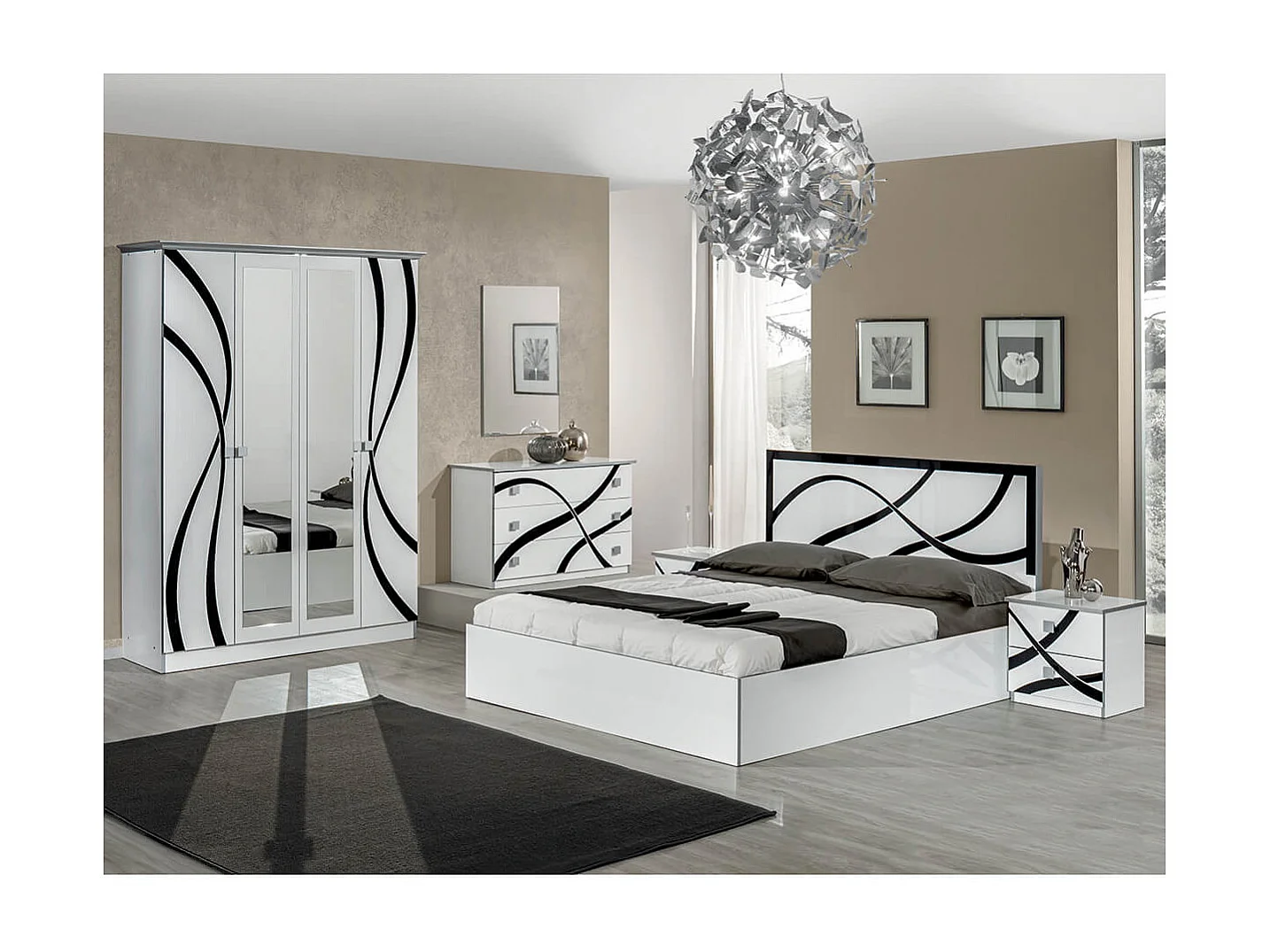 SYLLA BLANCHE - Lit 160x200cm avec Tête de Lit