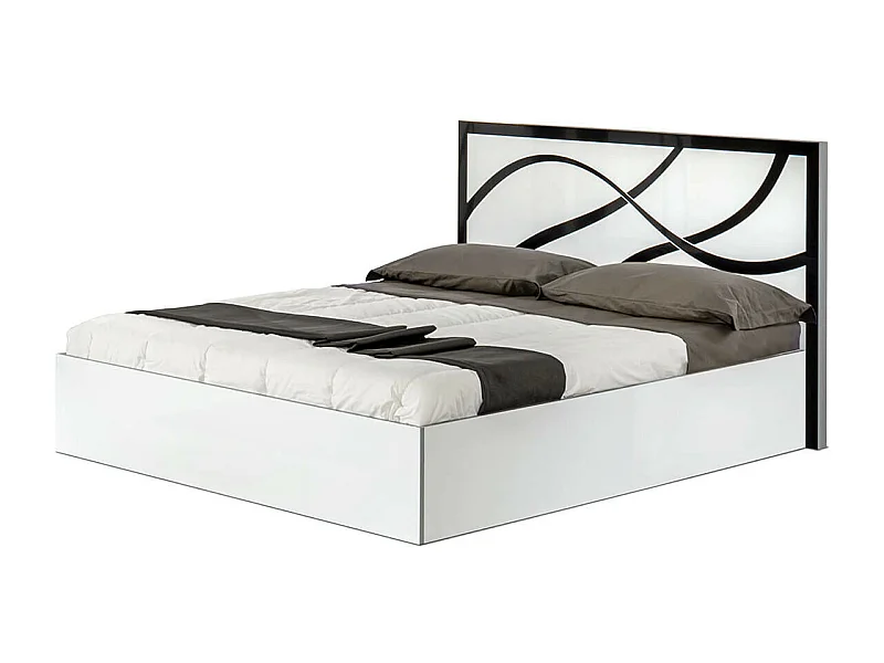 SYLLA BLANCHE - Lit 160x200cm avec Tête de Lit