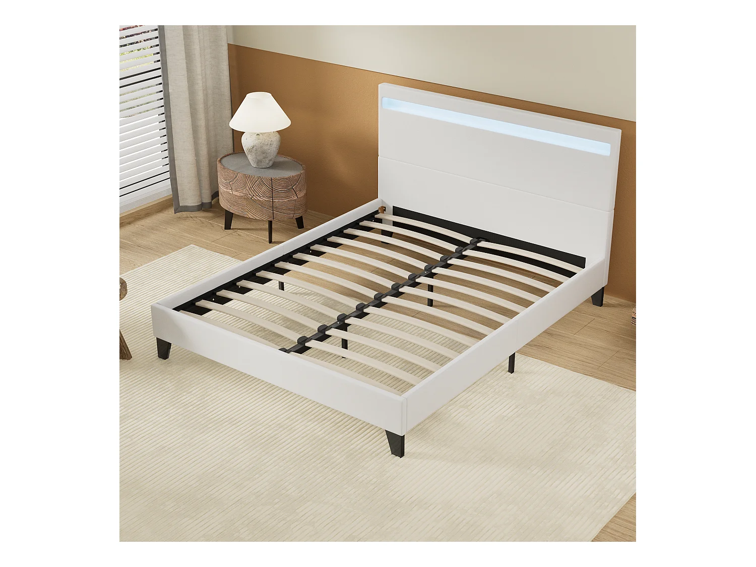 Lit Avec Éclairage LED Simili Blanc 120x190 Cm