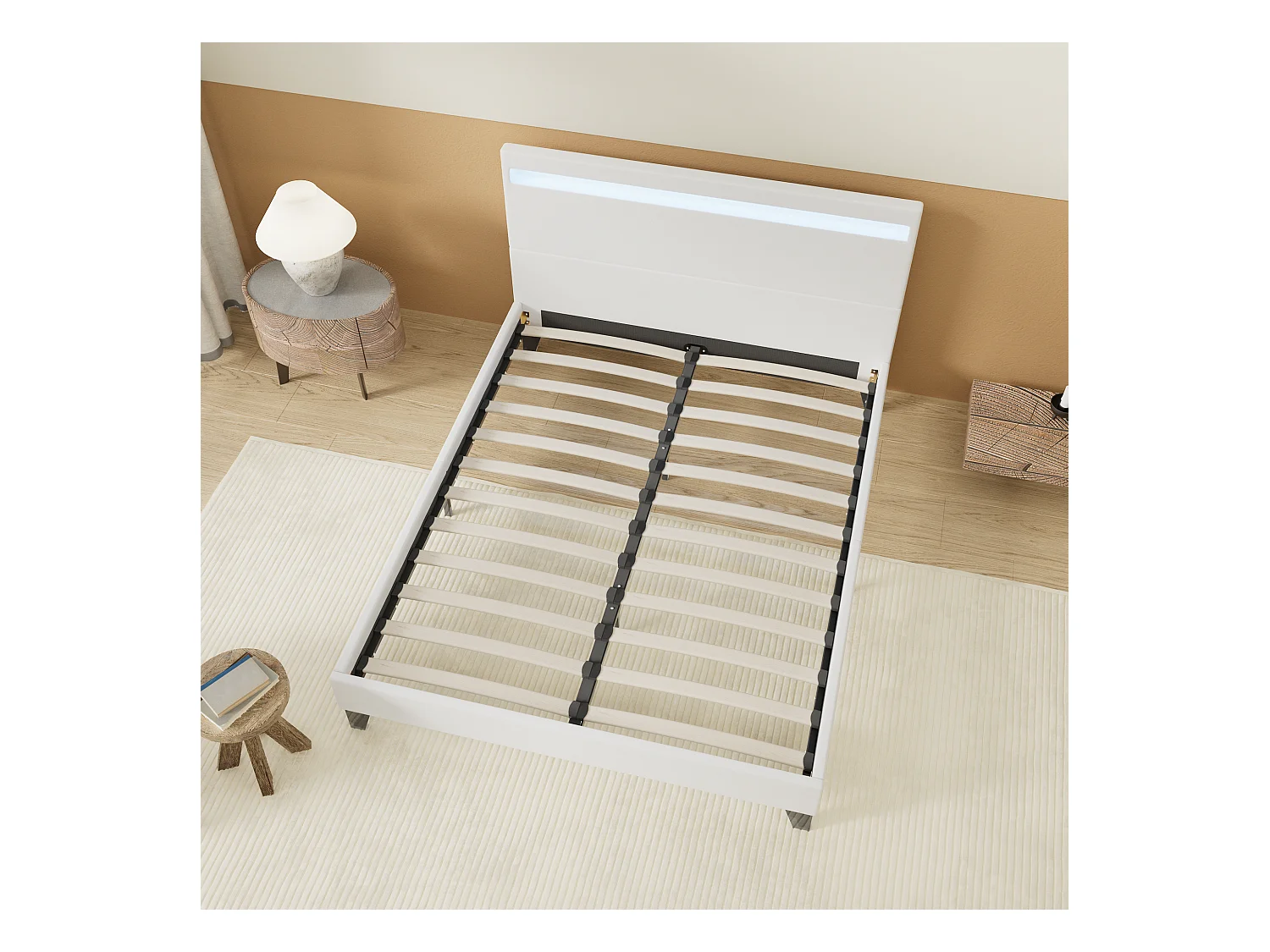 Lit Avec Éclairage LED Simili Blanc 120x190 Cm