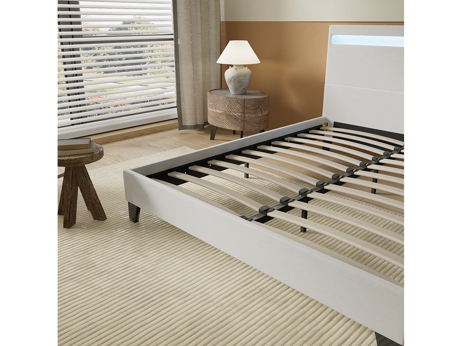 Lit Avec Éclairage LED Simili Blanc 120x190 Cm