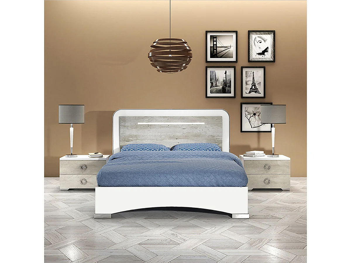 GOYA - Lit 140x190 cm avec Eclairage Led