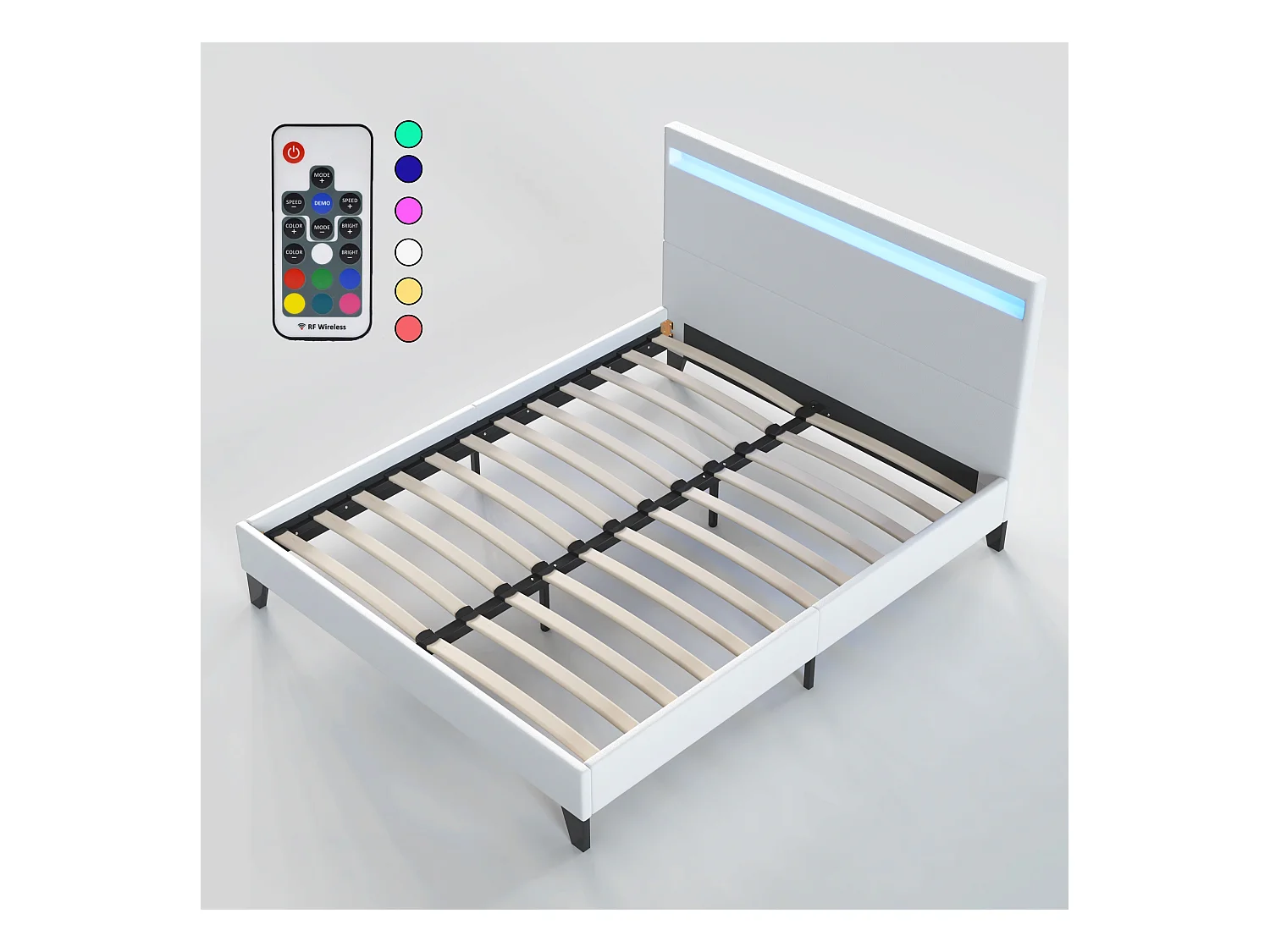 Lit Avec Éclairage LED Simili Blanc 140x190 Cm