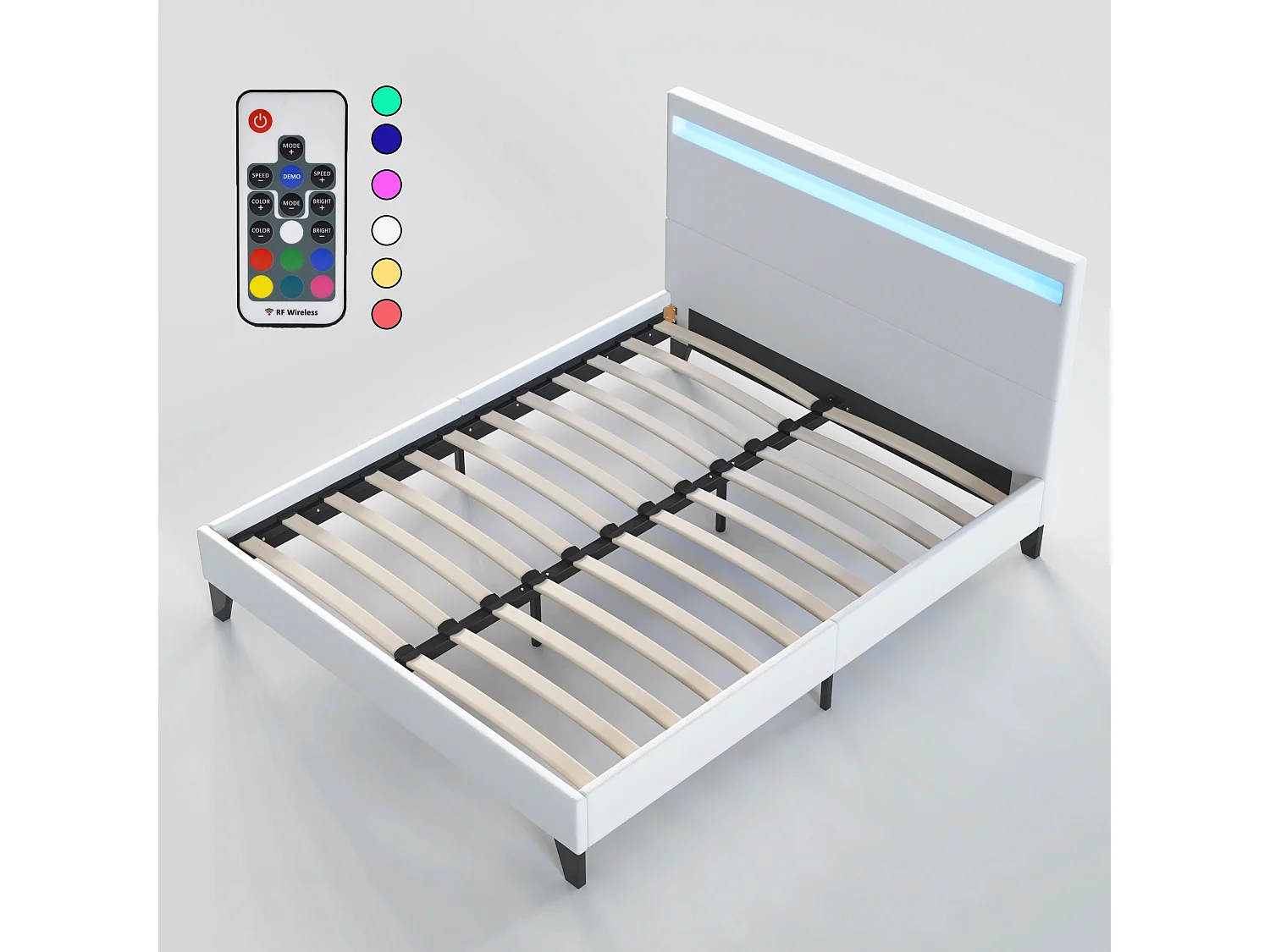 Lit Avec Éclairage LED Simili Blanc 140x190 Cm