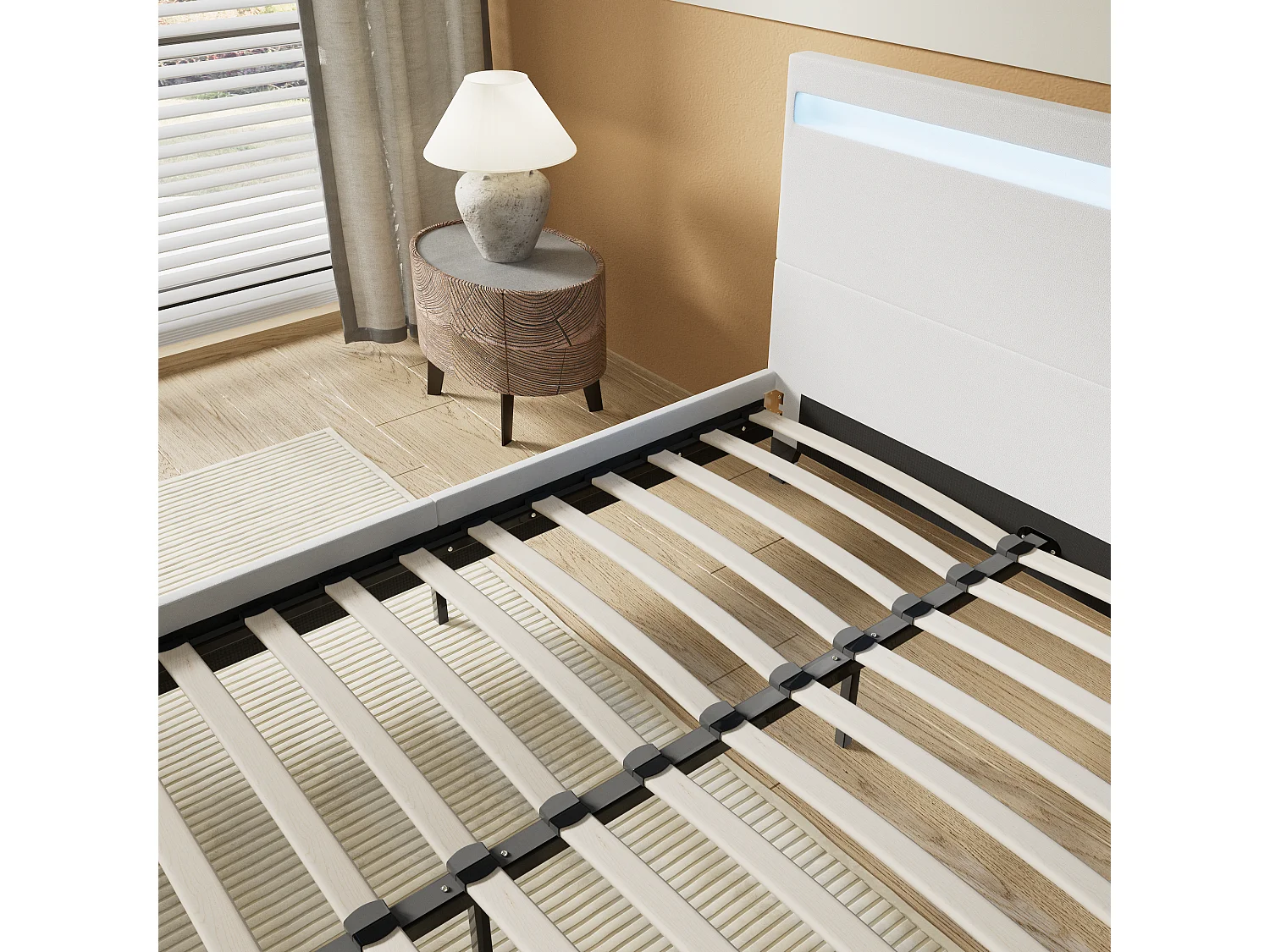 Lit Avec Éclairage LED Simili Blanc 140x190 Cm