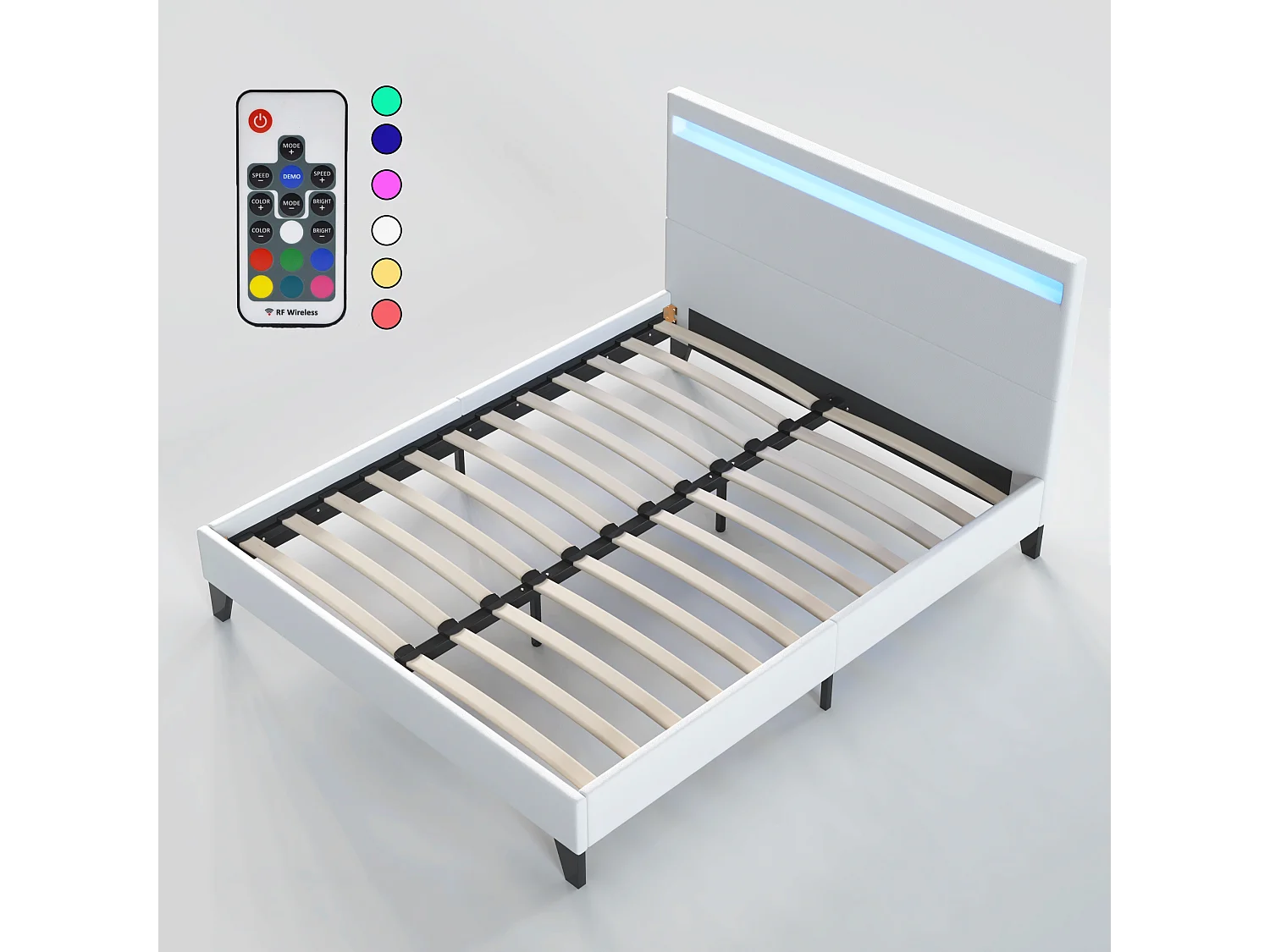 Lit Avec Éclairage LED Simili Blanc 140x190 Cm