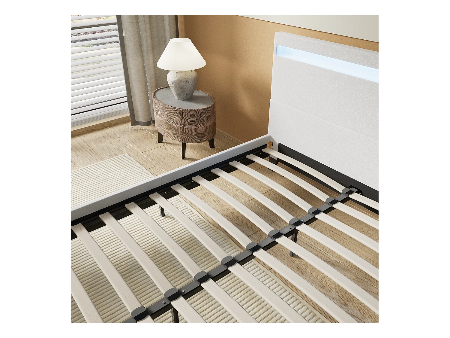 Lit Avec Éclairage LED Simili Blanc 140x200 Cm