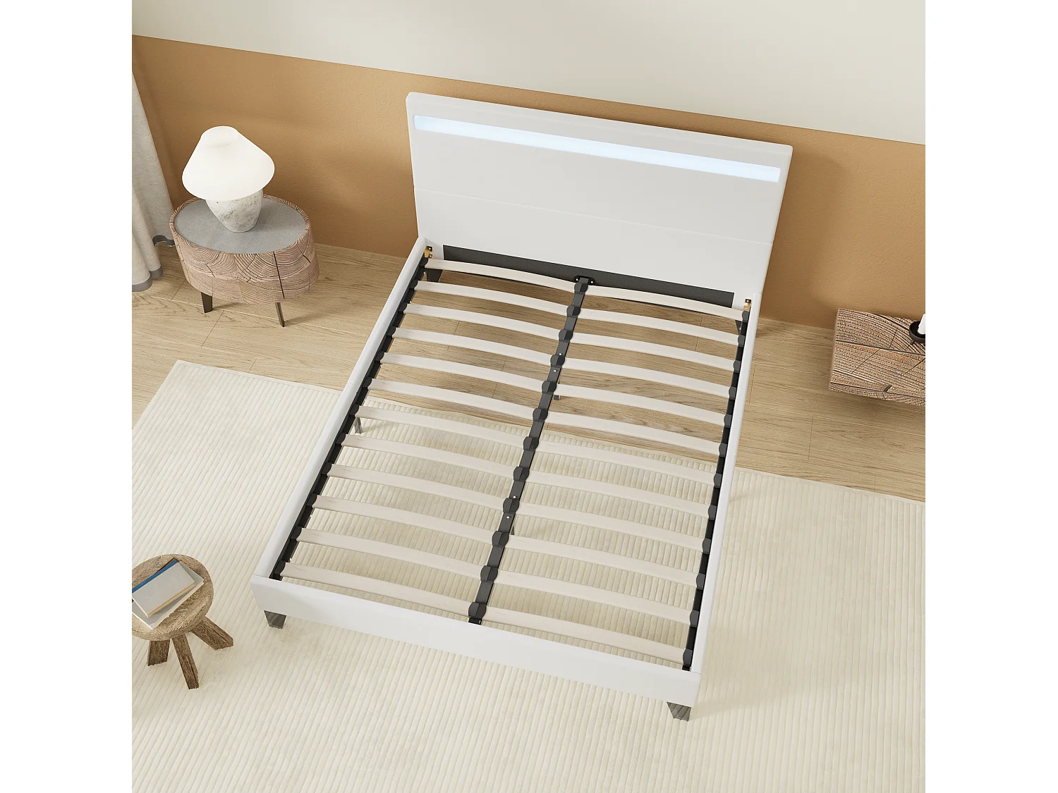 Lit Avec Éclairage LED Simili Blanc 140x200 Cm