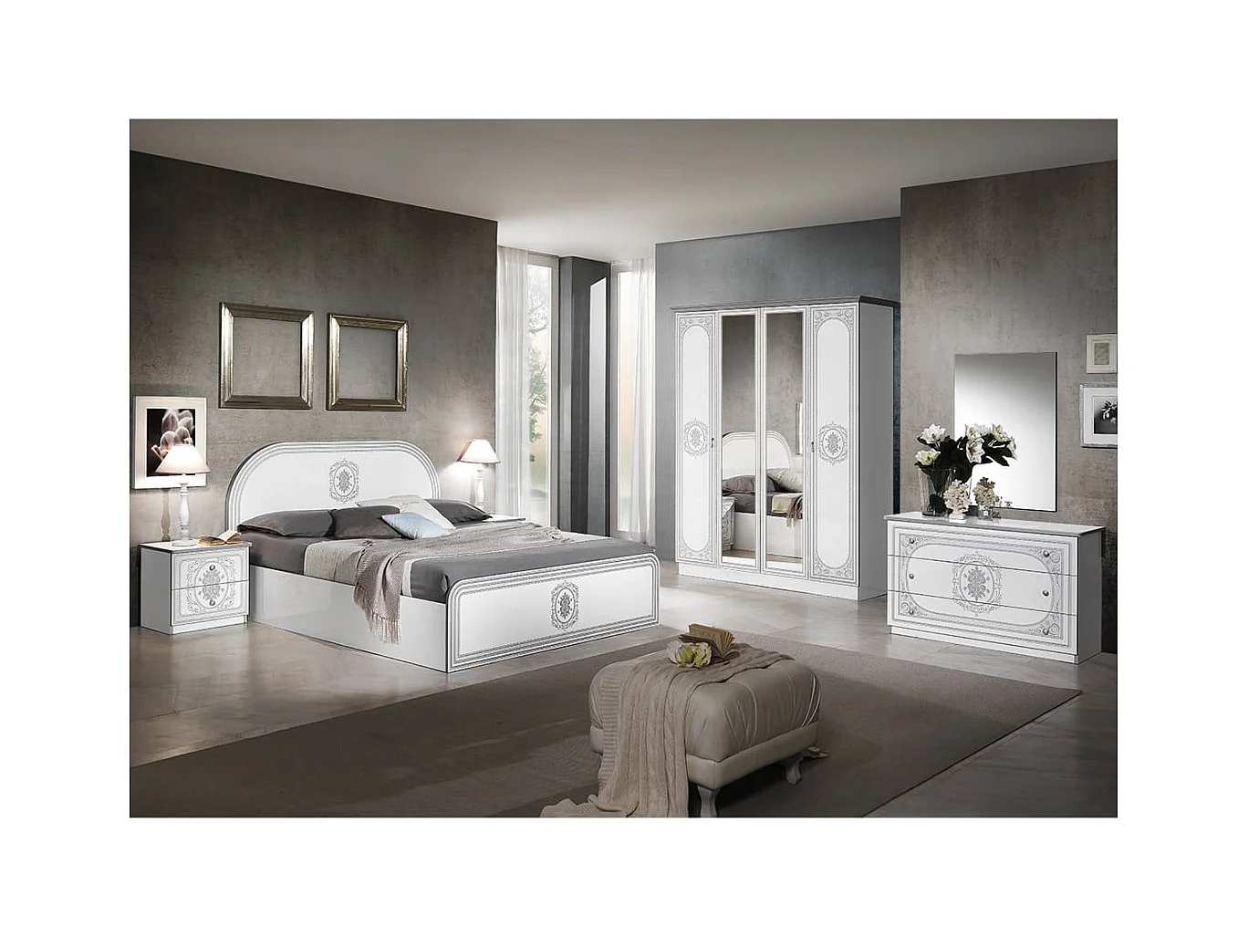 SOLAYA BLANCHE - Lit 160x200cm avec Tête de Lit Arrondie