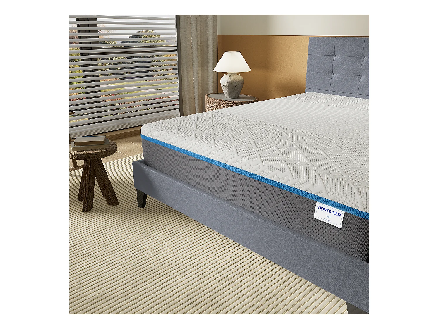 Ensemble Matelas + Lit Avec Tête De Lit 140x190 Cm, Ypsilon Souple 28cm D’épaisseur