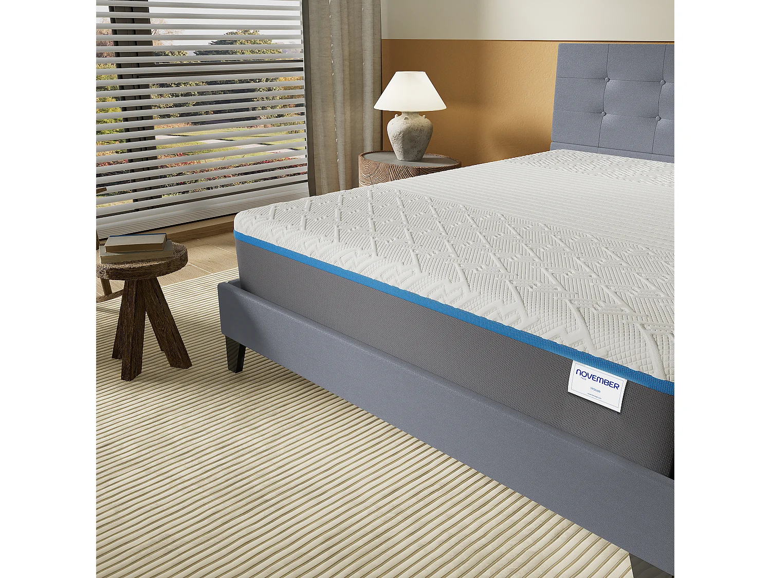 Ensemble Matelas + Lit Avec Tête De Lit 160x200 Cm, Ypsilon Souple 28cm D’épaisseur