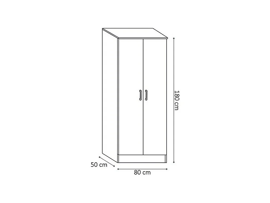 Kleiderschrank REY mit 2 Türen in Sonoma-Eiche – 80 x 180 x 50 cm