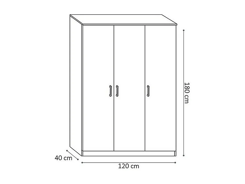 Armoire REY – 3 portes – Chêne clair – 5 étagères – Style scandinave