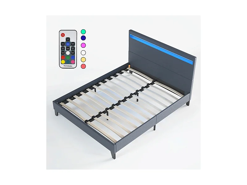 Lit Avec Éclairage LED Simili Noir 120x190 Cm