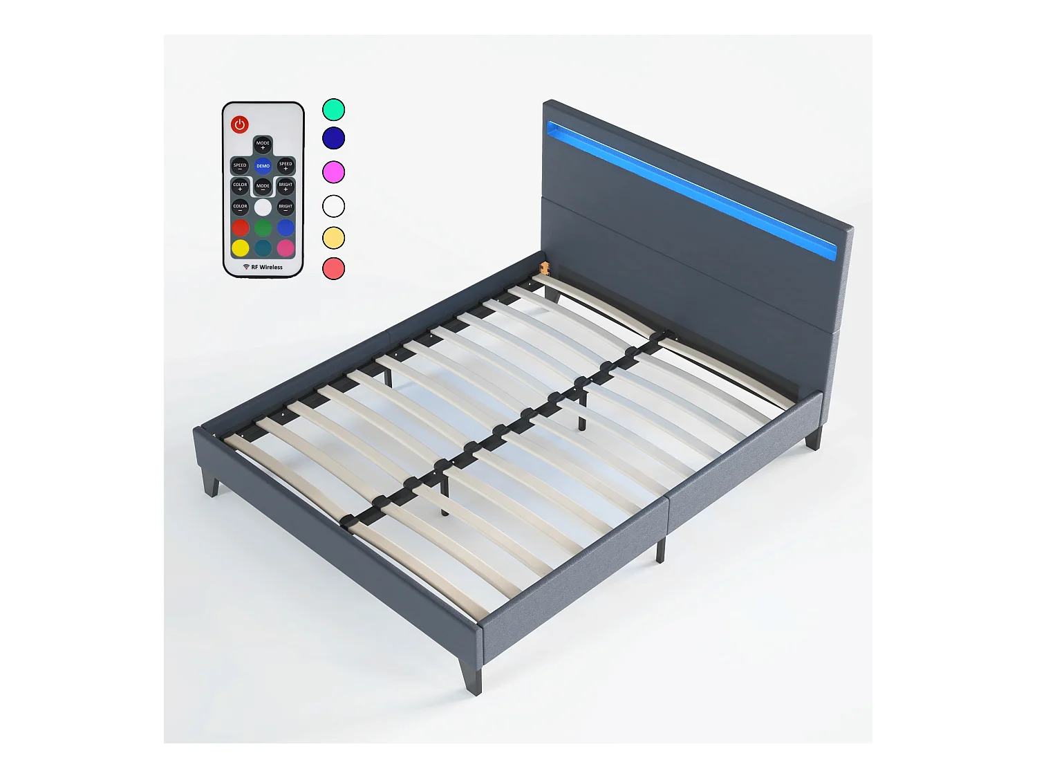 Lit Avec Éclairage LED Simili Noir 120x190 Cm