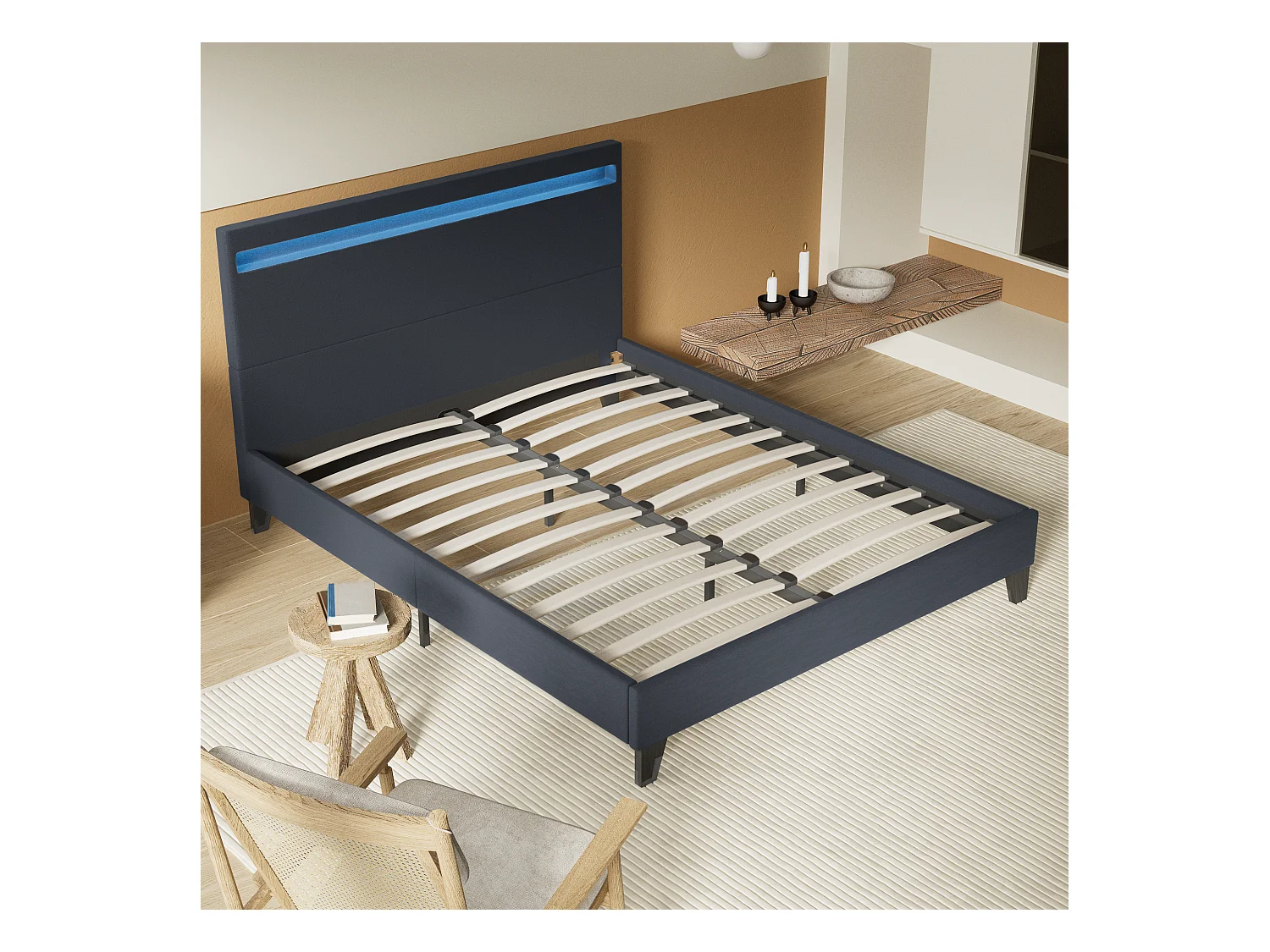 Lit Avec Éclairage LED Simili Noir 120x190 Cm