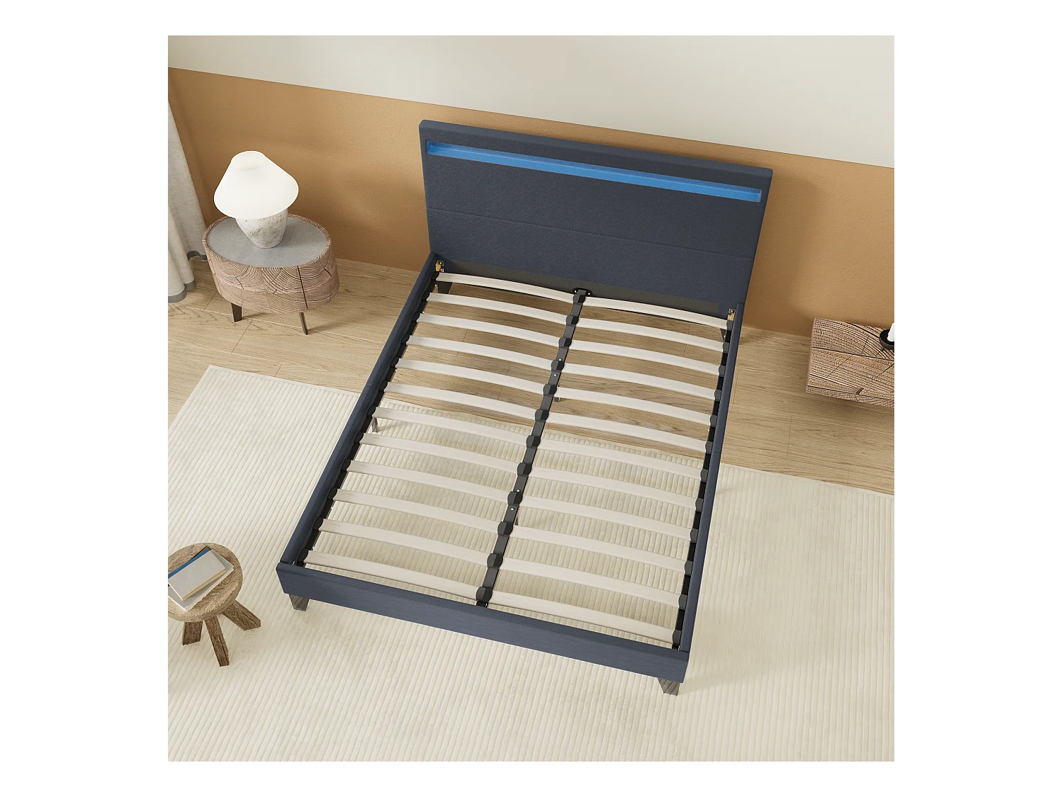 Lit Avec Éclairage LED Simili Noir 120x190 Cm