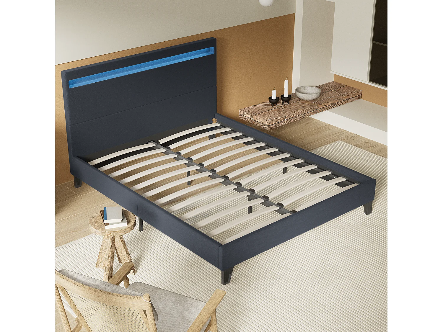 Lit Avec Éclairage LED Simili Noir 120x190 Cm