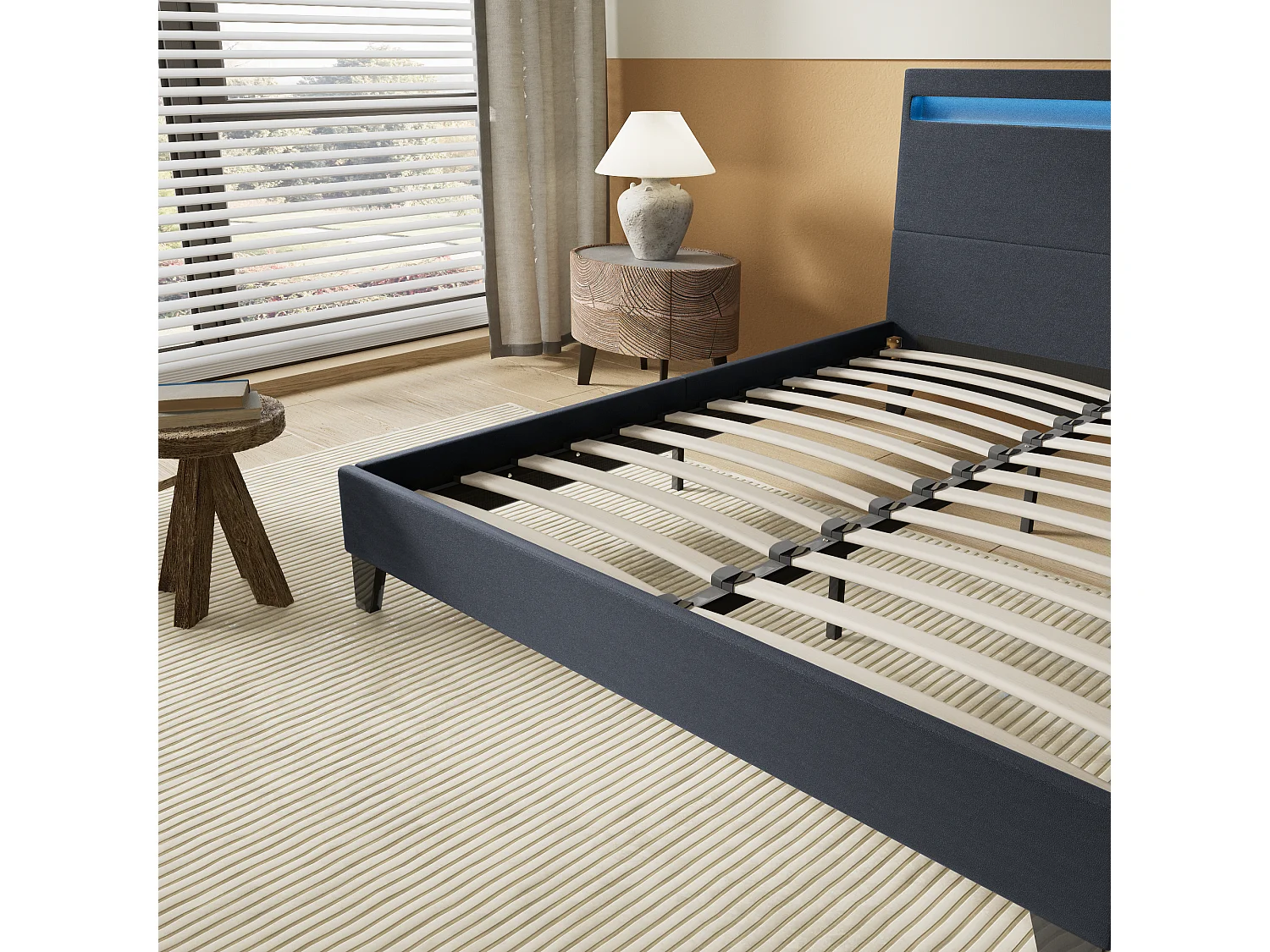 Lit Avec Éclairage LED Simili Noir 120x190 Cm