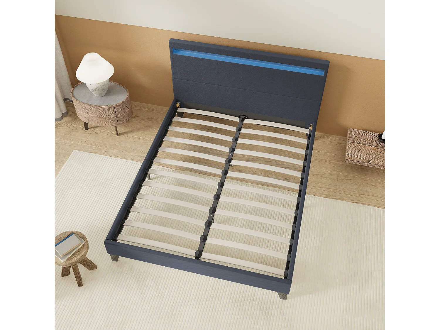 Lit Avec Éclairage LED Simili Noir 120x190 Cm