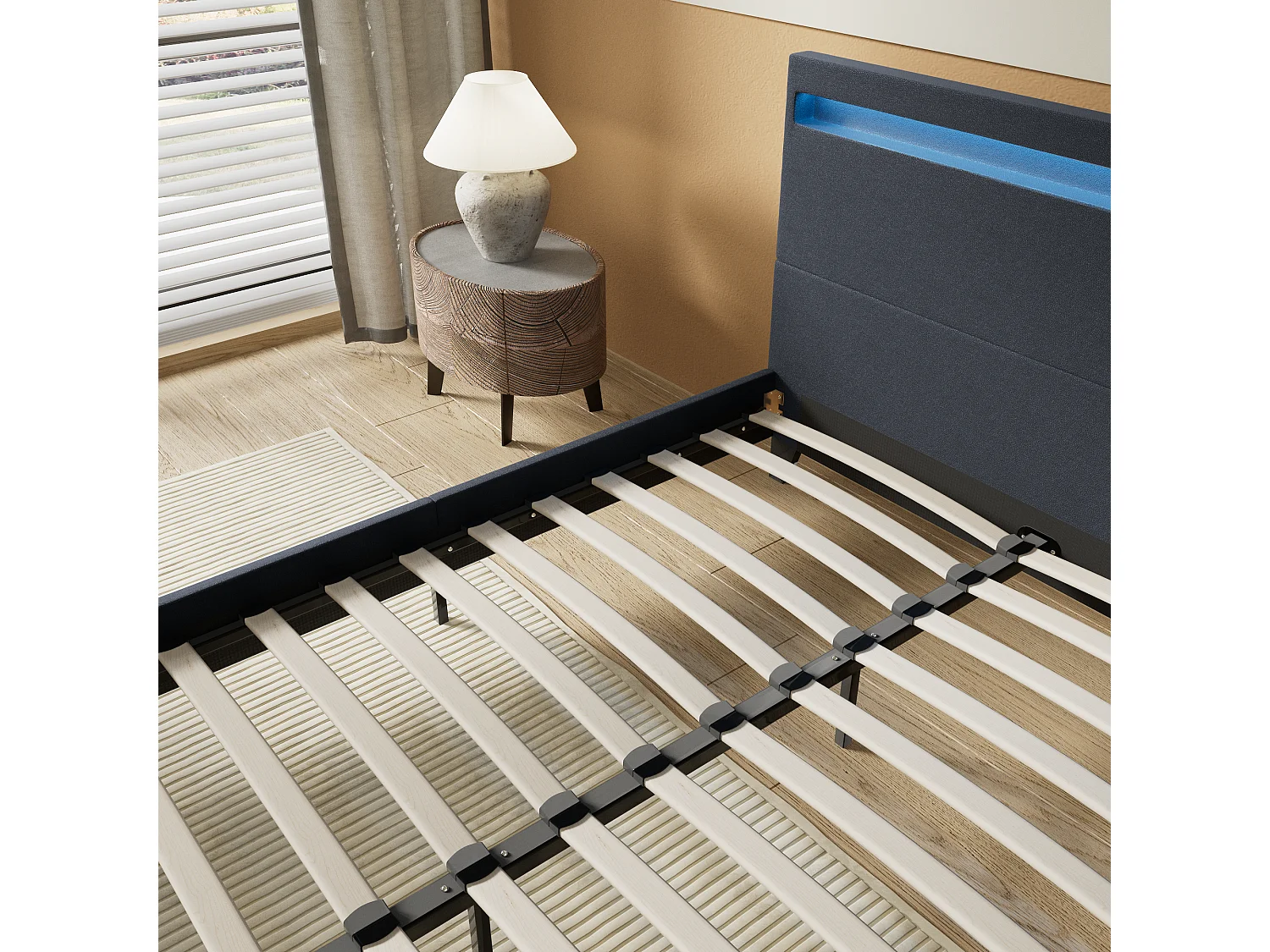 Lit Avec Éclairage LED Simili Noir 120x190 Cm