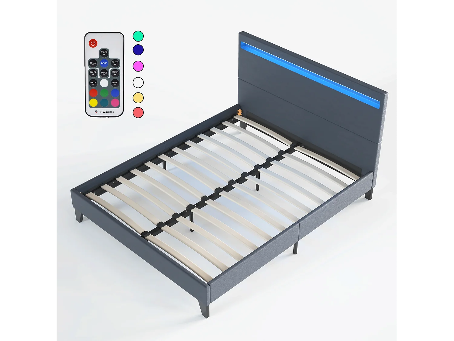 Lit Avec Éclairage LED Simili Noir 120x190 Cm