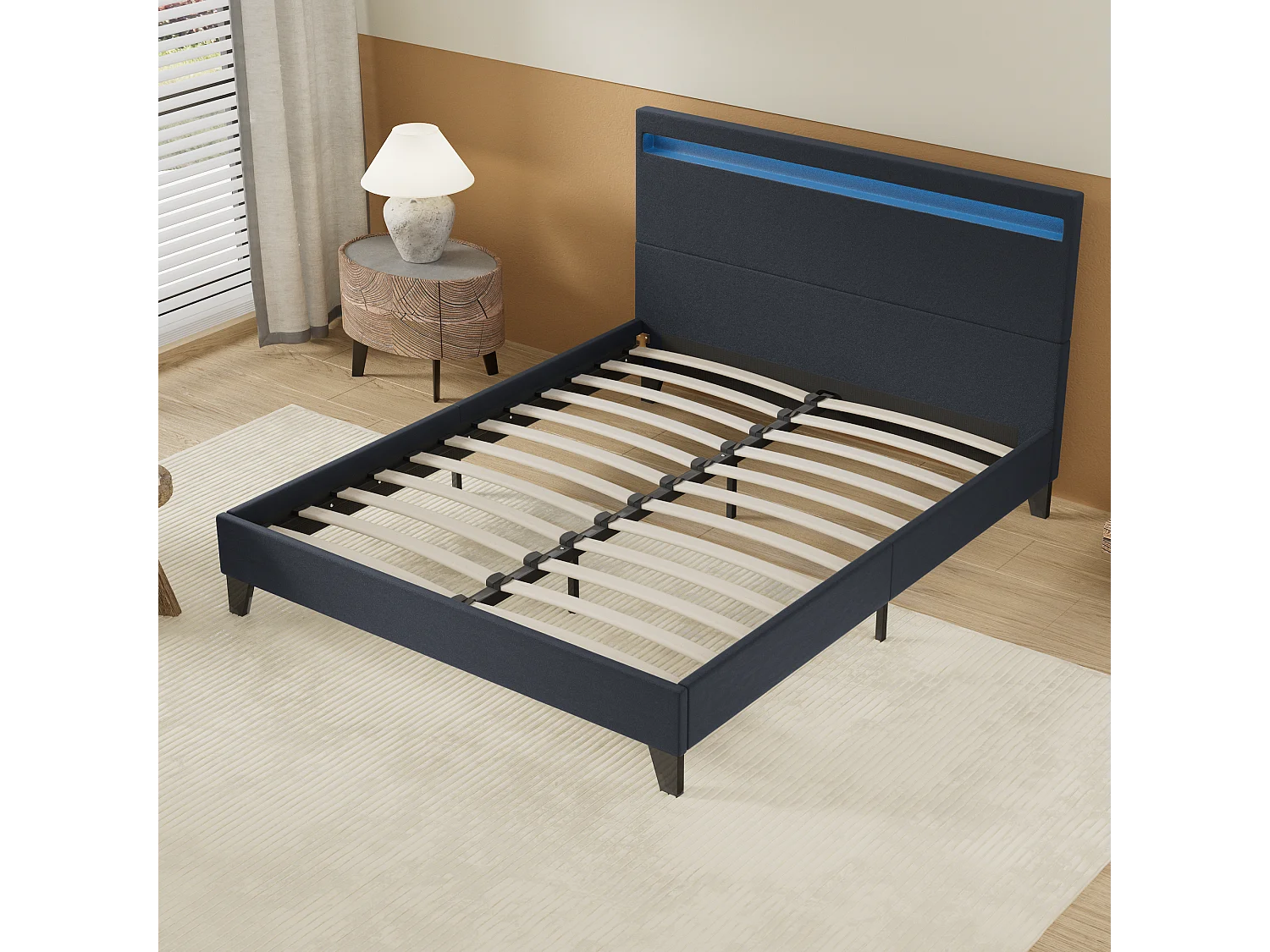 Lit Avec Éclairage LED Simili Noir 120x190 Cm