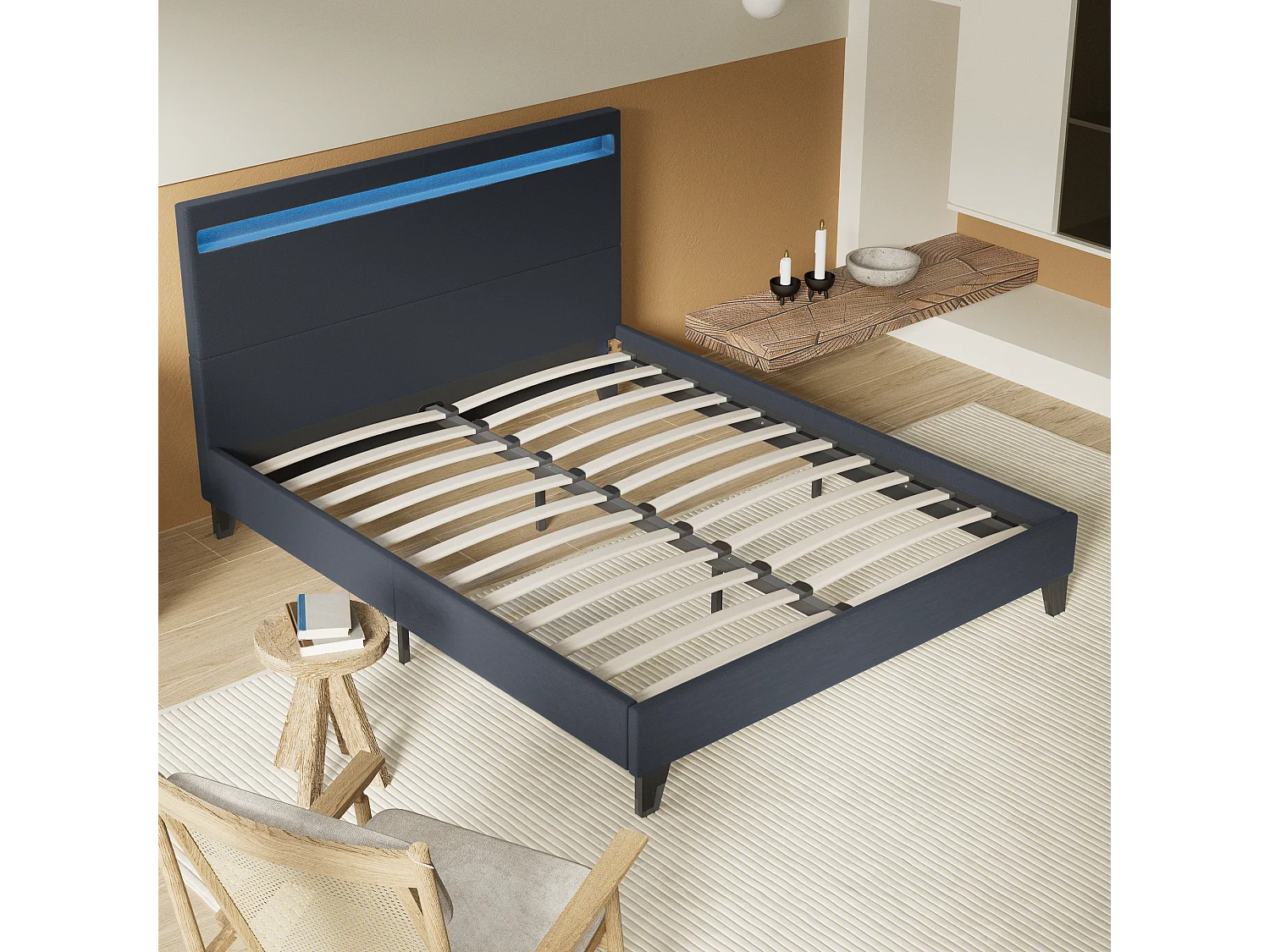 Lit Avec Éclairage LED Simili Noir 120x190 Cm