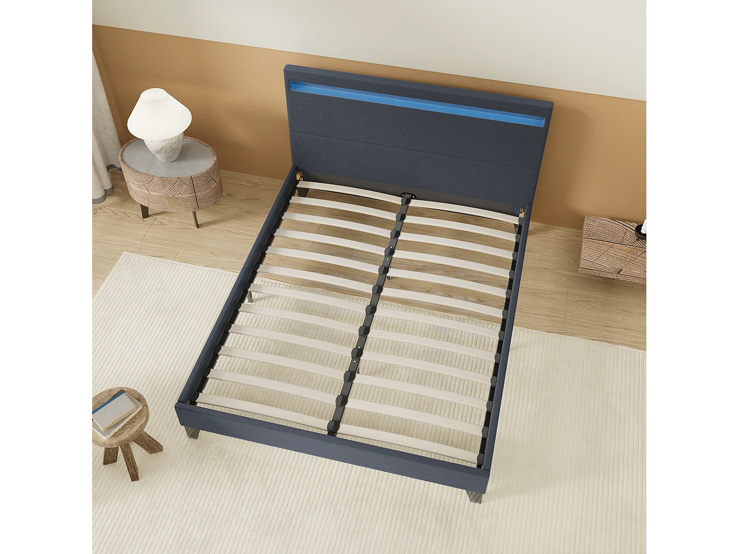 Lit Avec Éclairage LED Simili Noir 120x190 Cm