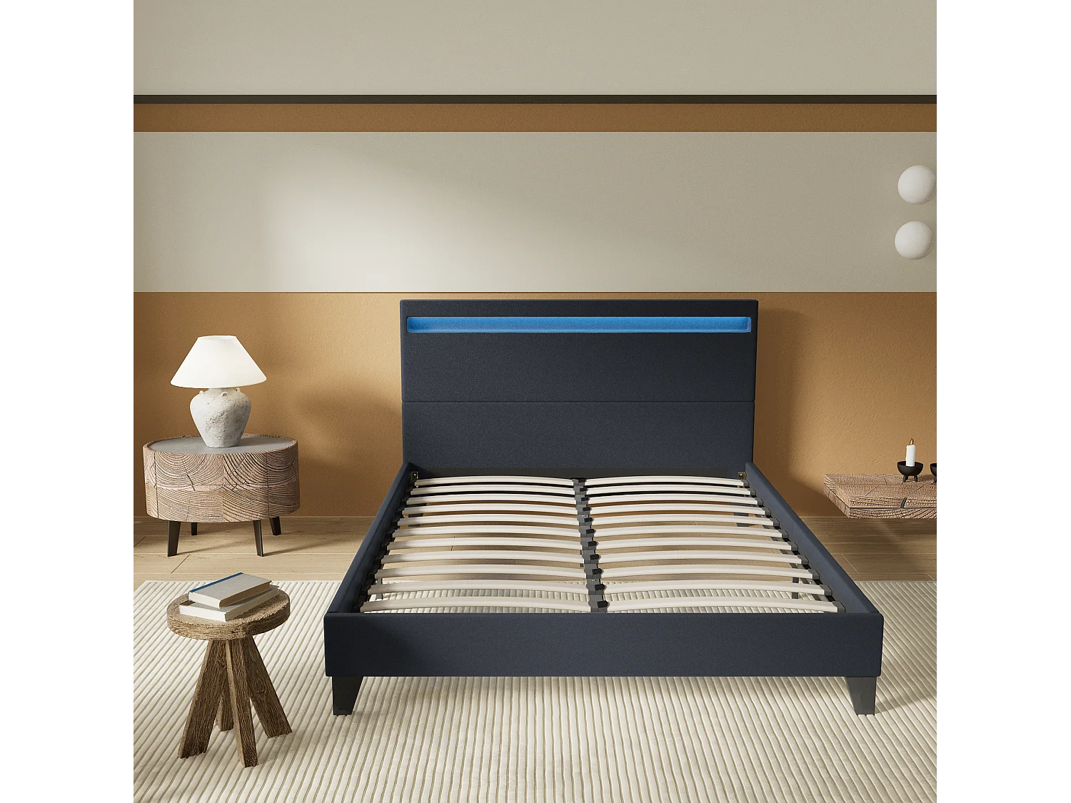 Lit Avec Éclairage LED Simili Noir 120x190 Cm