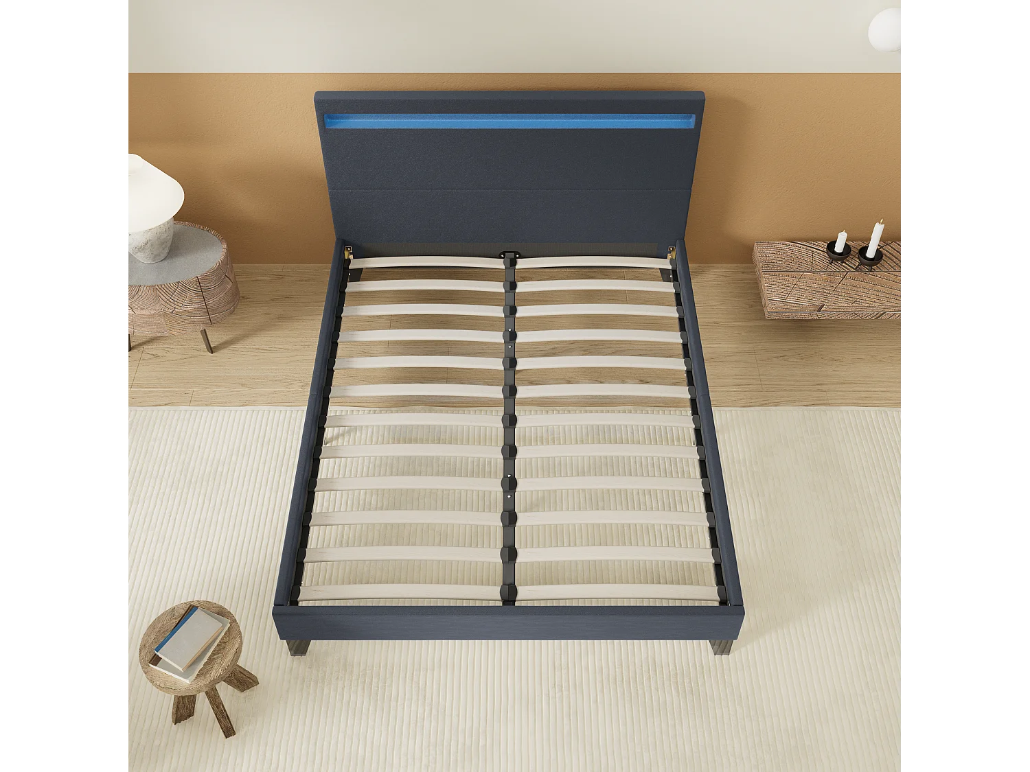 Lit Avec Éclairage LED Simili Noir 120x190 Cm