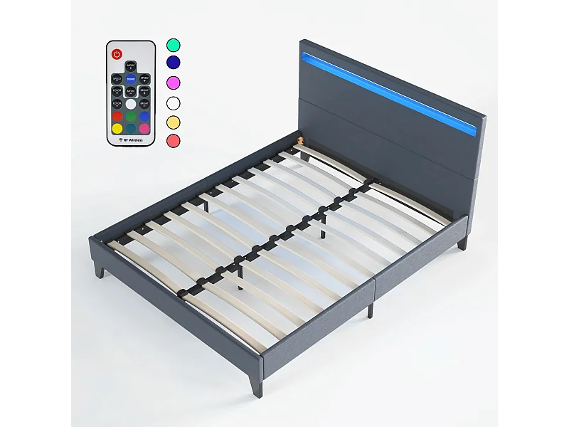 Lit Avec Éclairage LED Simili Noir 120x190 Cm