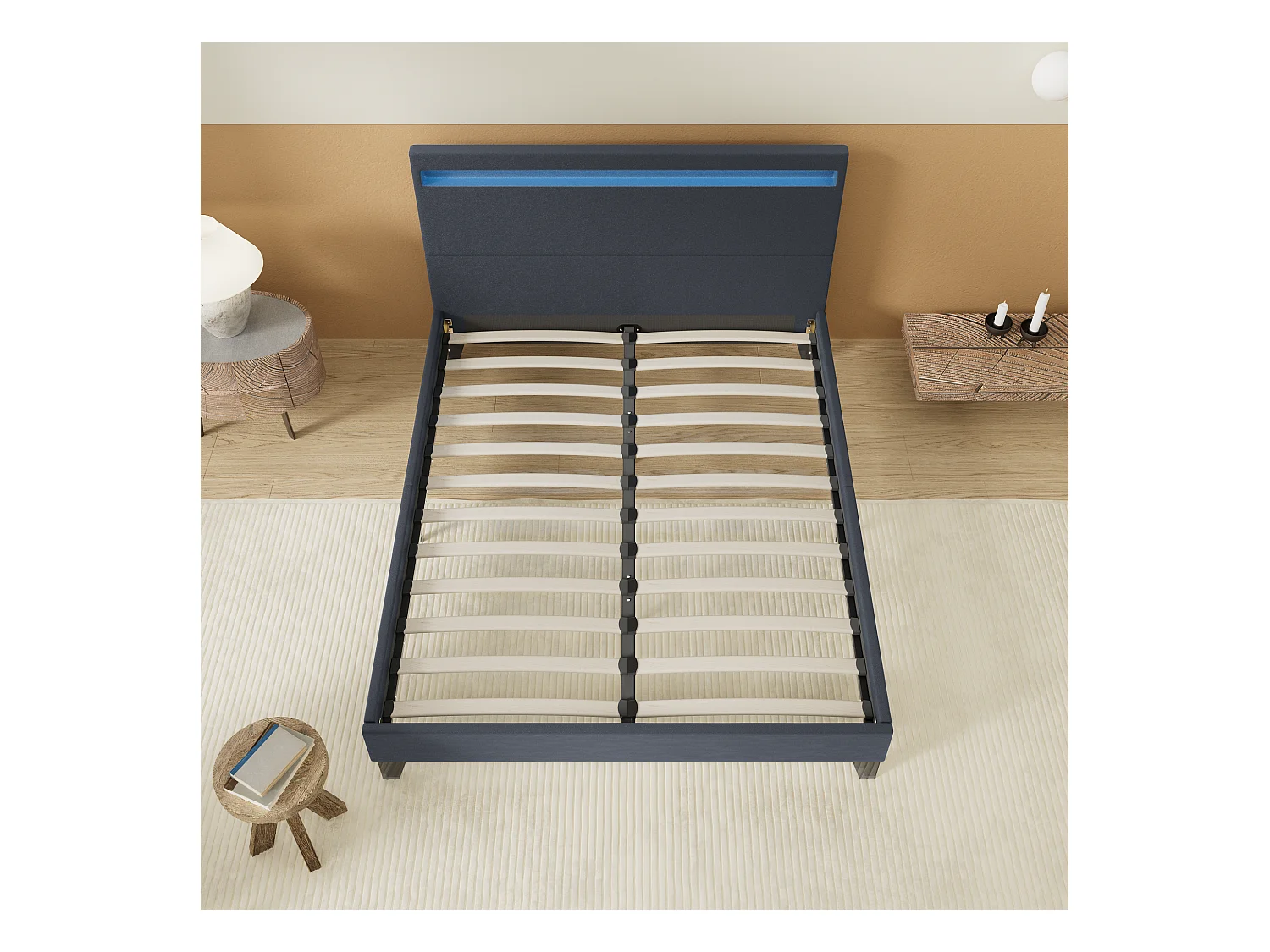 Lit Avec Éclairage LED Simili Noir 140x200 Cm