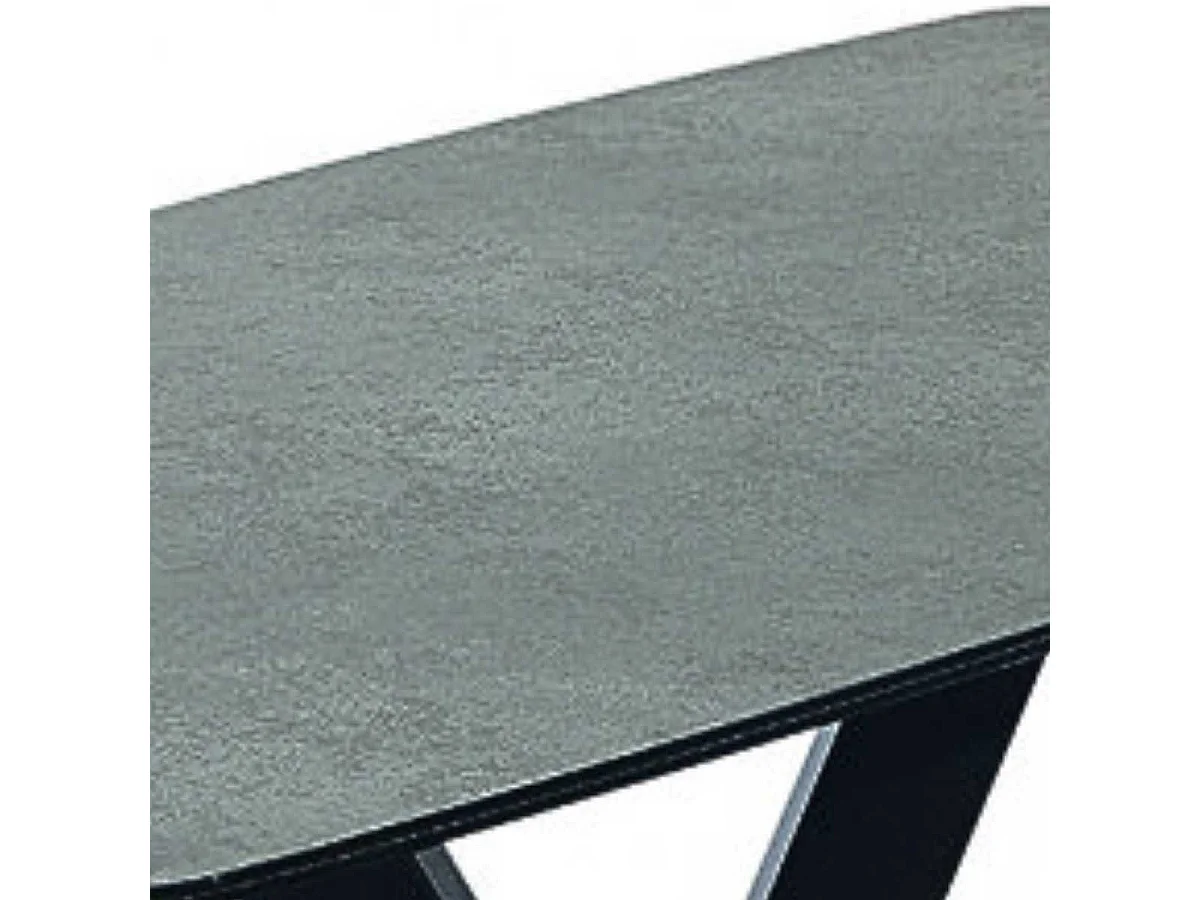 KARU - Table Basse Aspect Céramique Grise Pied Central V