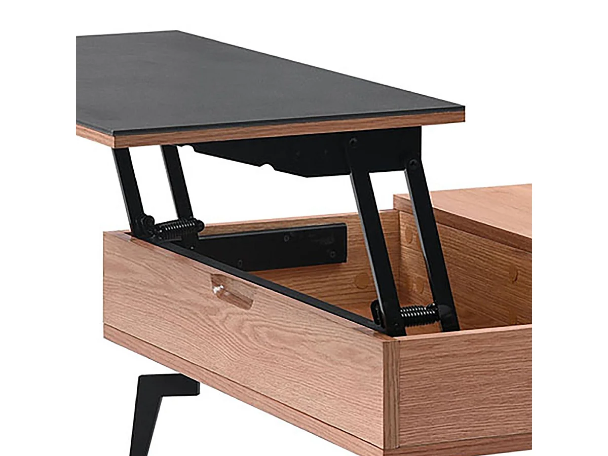 RENO - Table Basse Relevable Effet Chêne et Céramique