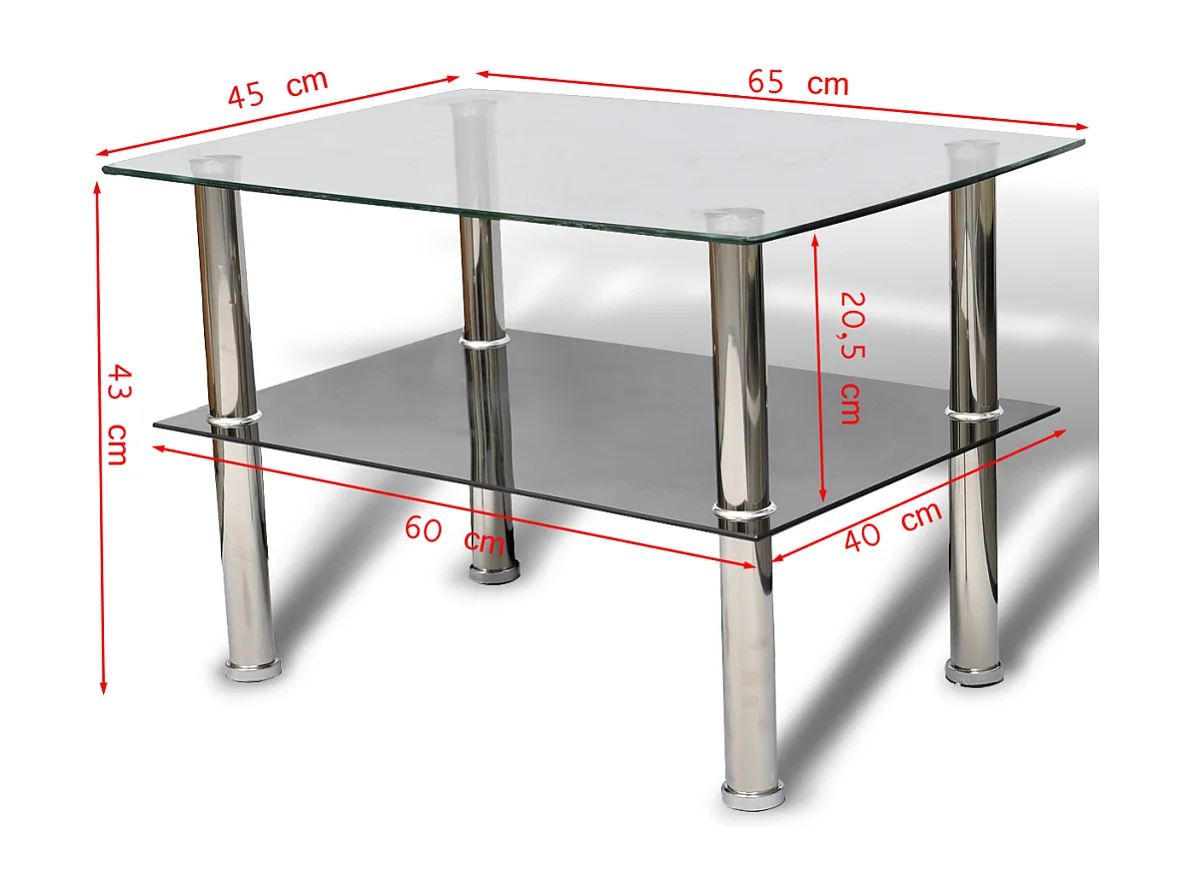 Table basse de salon verre blanche 65 x 45 x 43 cm 0902029