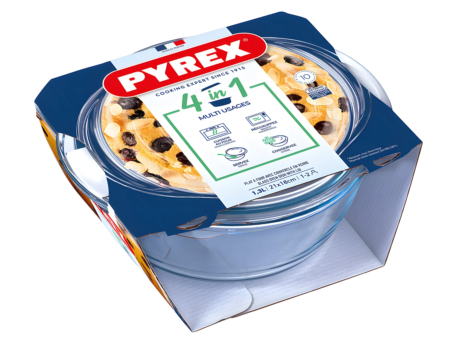 Cacerola de vidrio Essentials Pyrex forma redonda con tapa 1,4L