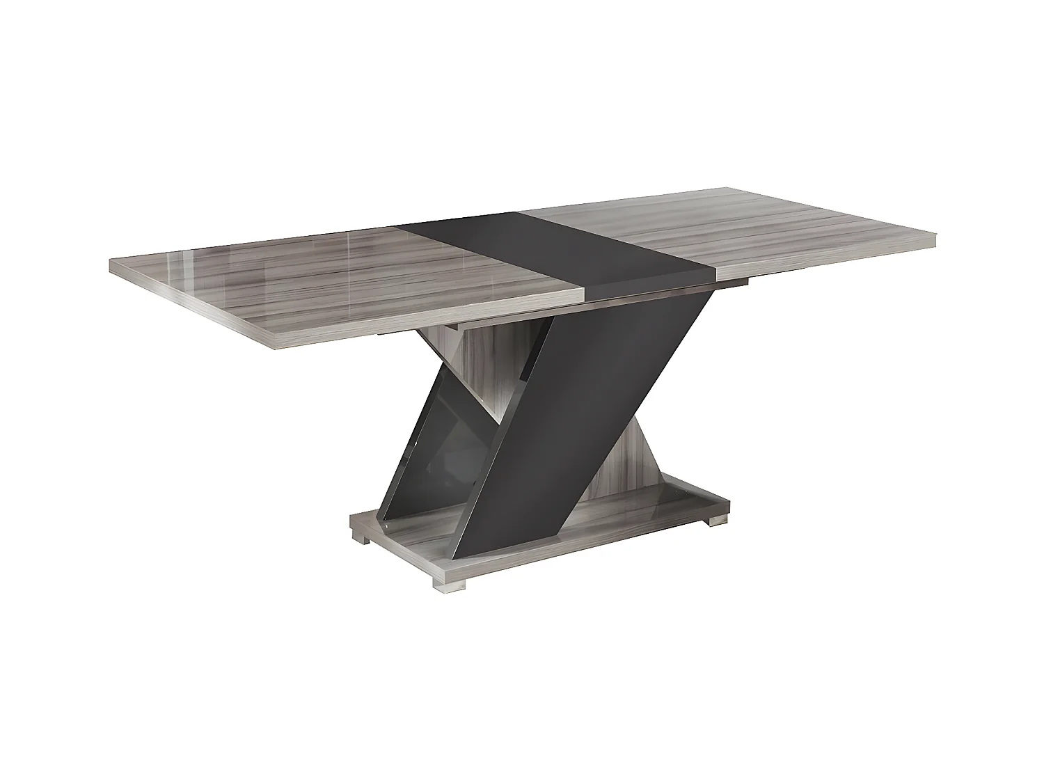 DITA - Table Repas Rectangulaire Extensible Aspect Noyer Gris Foncé