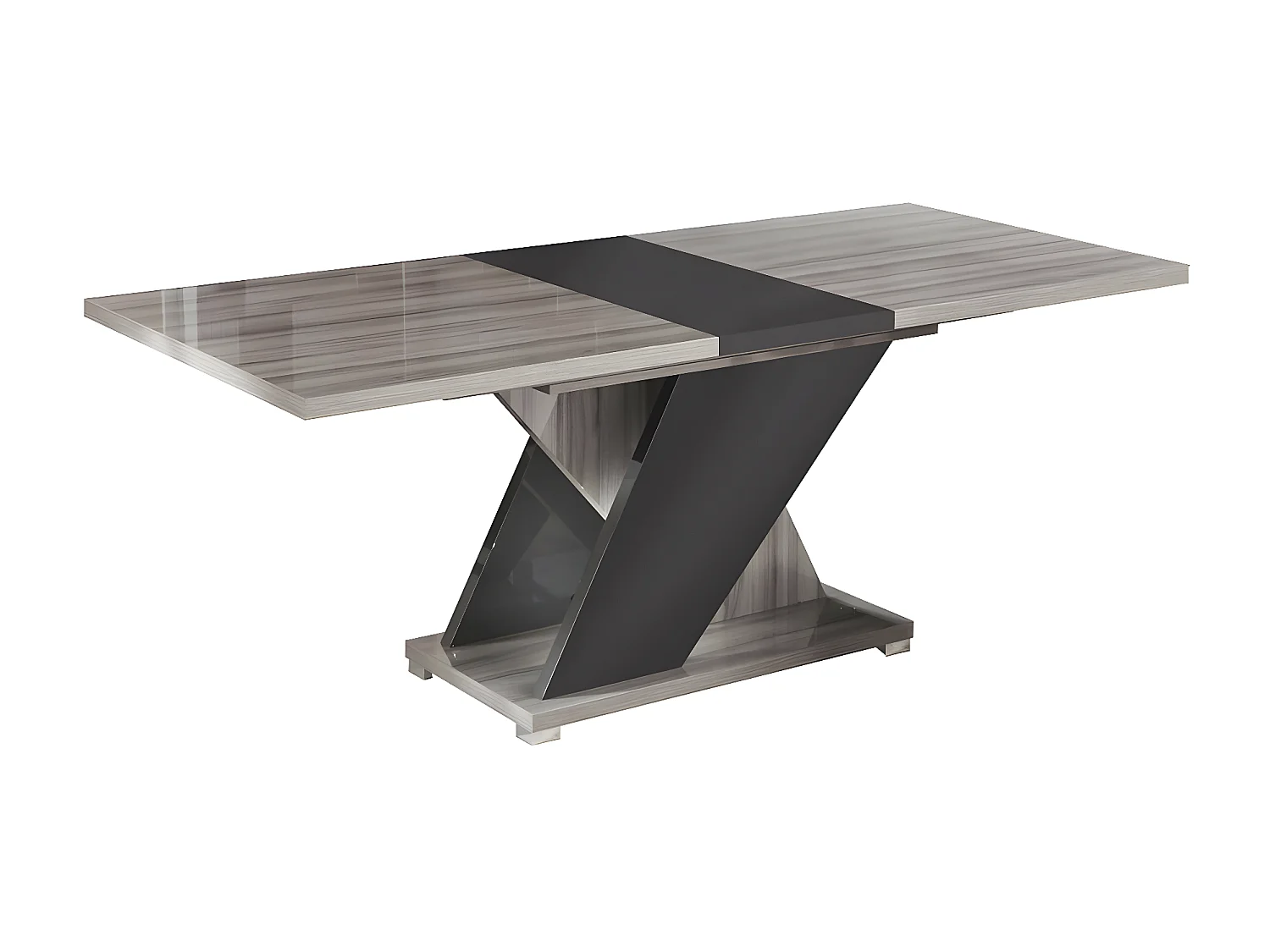 DITA - Table Repas Rectangulaire Extensible Aspect Noyer Gris Foncé