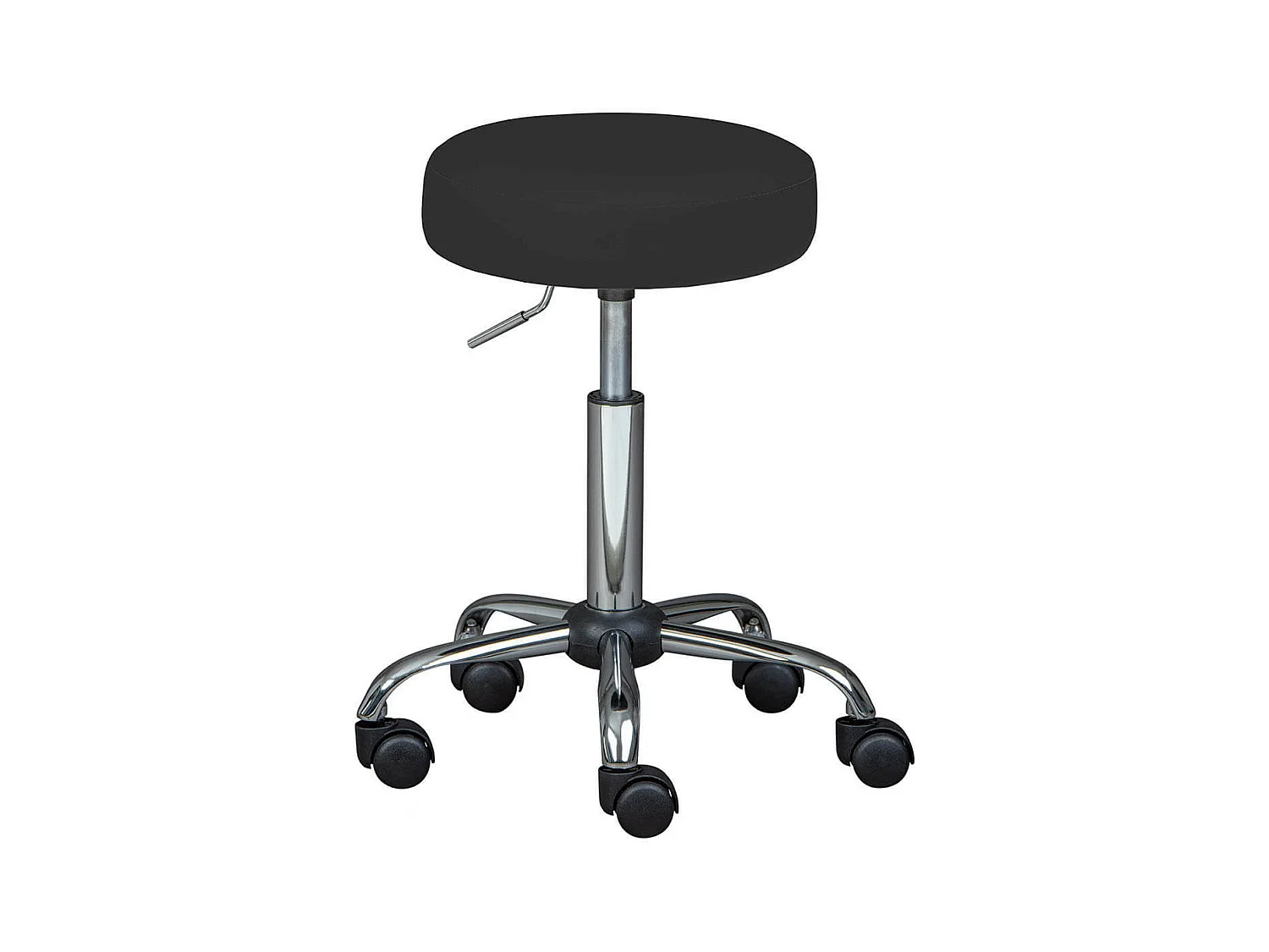 AZURE - Tabouret Pivotant sur Roulettes Simili Noir