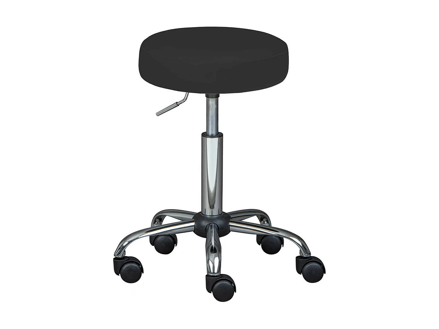 AZURE - Tabouret Pivotant sur Roulettes Simili Noir