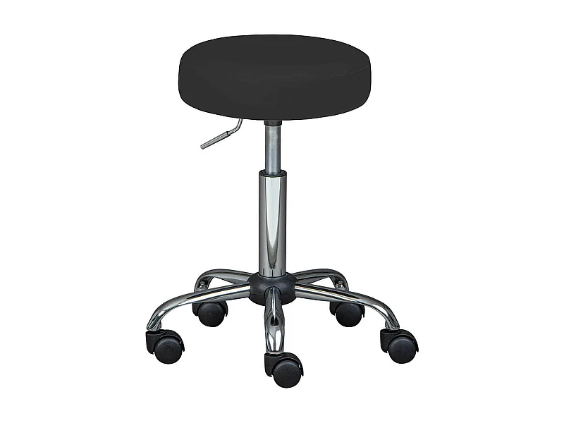 AZURE - Tabouret Pivotant sur Roulettes Simili Noir