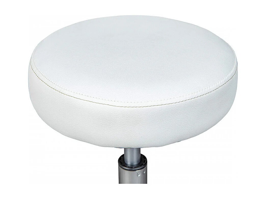 AZURE - Tabouret Pivotant sur Roulettes Simili Blanc