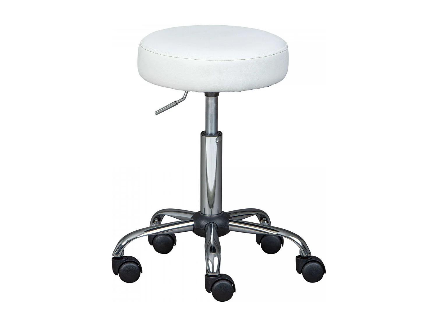 AZURE - Tabouret Pivotant sur Roulettes Simili Blanc