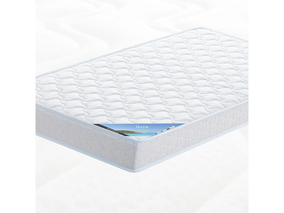 BARBARA - Lit Gigogne 3 Couchages 90x190cm Blanc + 2 Matelas Ibiza