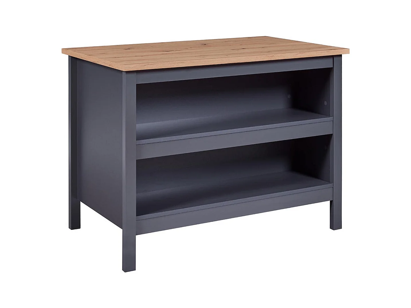 KENNY - Ilot de Cuisine Anthracite et Plateau Effet Bois