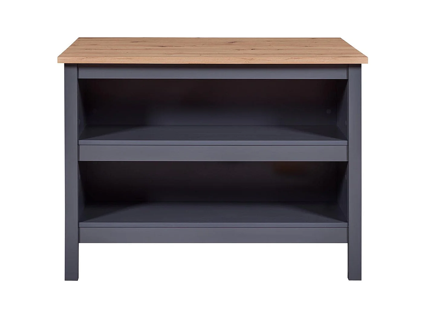 KENNY - Ilot de Cuisine Anthracite et Plateau Effet Bois