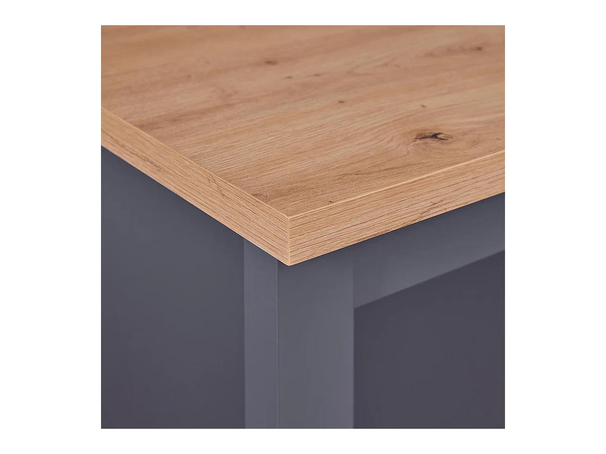 KENNY - Ilot de Cuisine Anthracite et Plateau Effet Bois