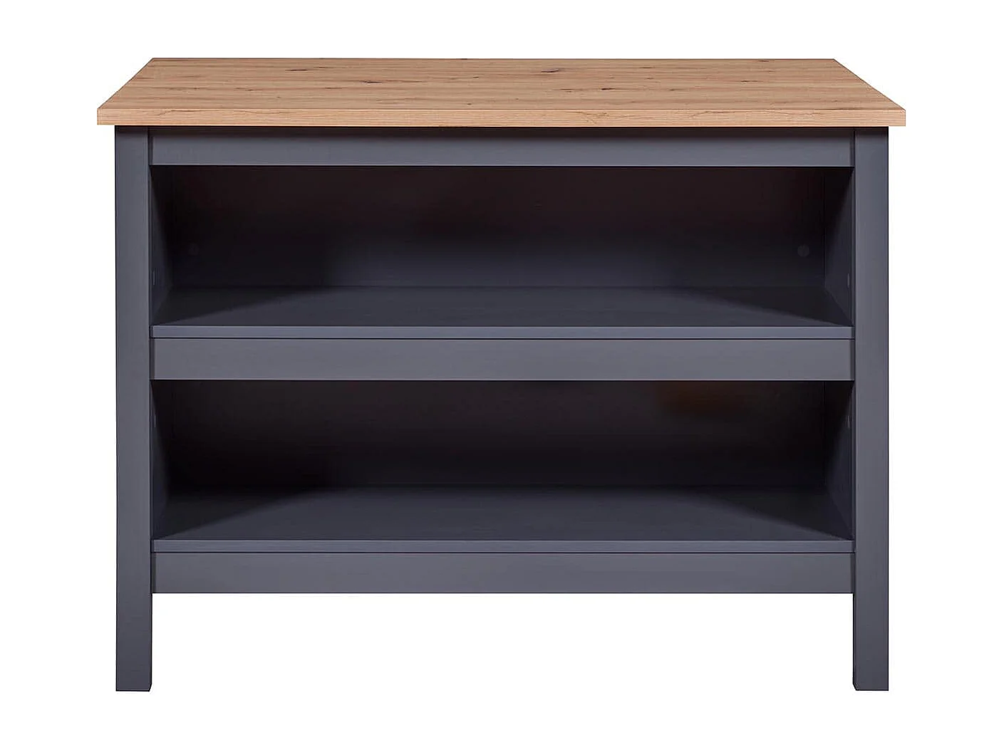 KENNY - Ilot de Cuisine Anthracite et Plateau Effet Bois